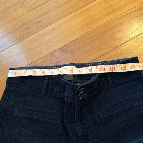 Women Anthropologie The Essential Corduroy Cropped Flare Trousers Dark Blue Sz 6 - Picture 10 of 10
